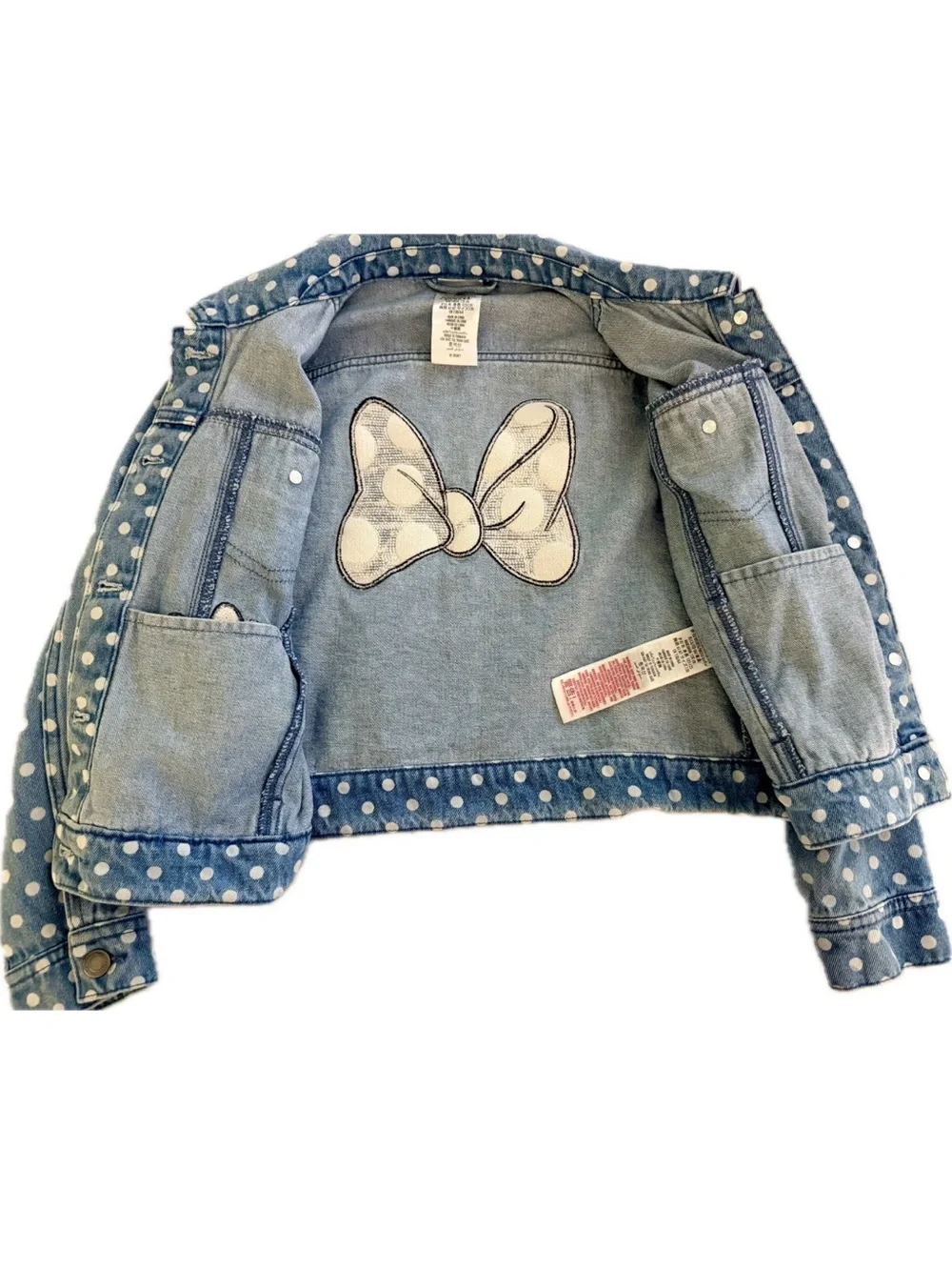 Disney Store Orlando- Minnie Mouse Polka-Dot Denim Jacket Girls Size 7/8